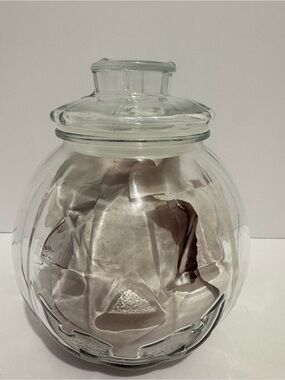 Vintage Libbey clear glass Jack-O'-Lantern pumpkin jar small